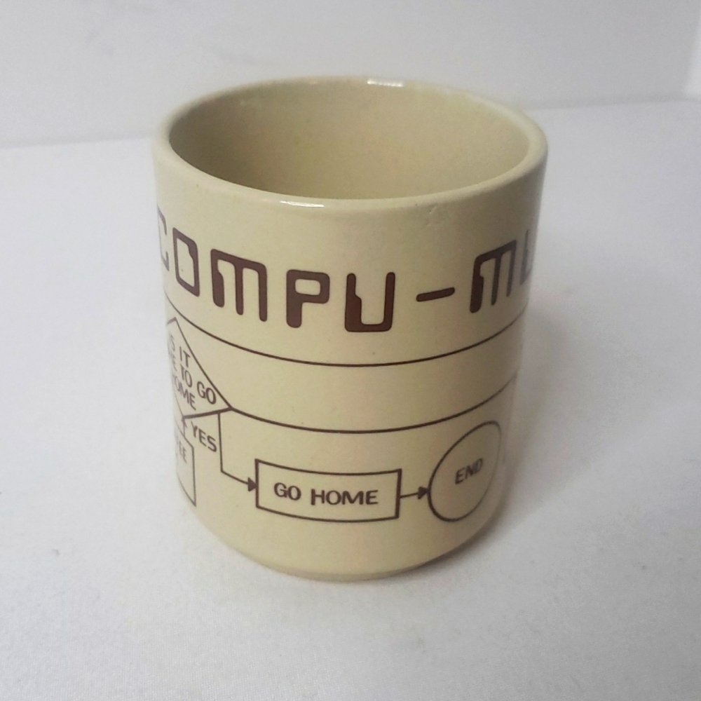 Vintage Compu- Mug Computer Coffee Tea Cup Beige  Instructions For Work Day - Picture 14 of 14